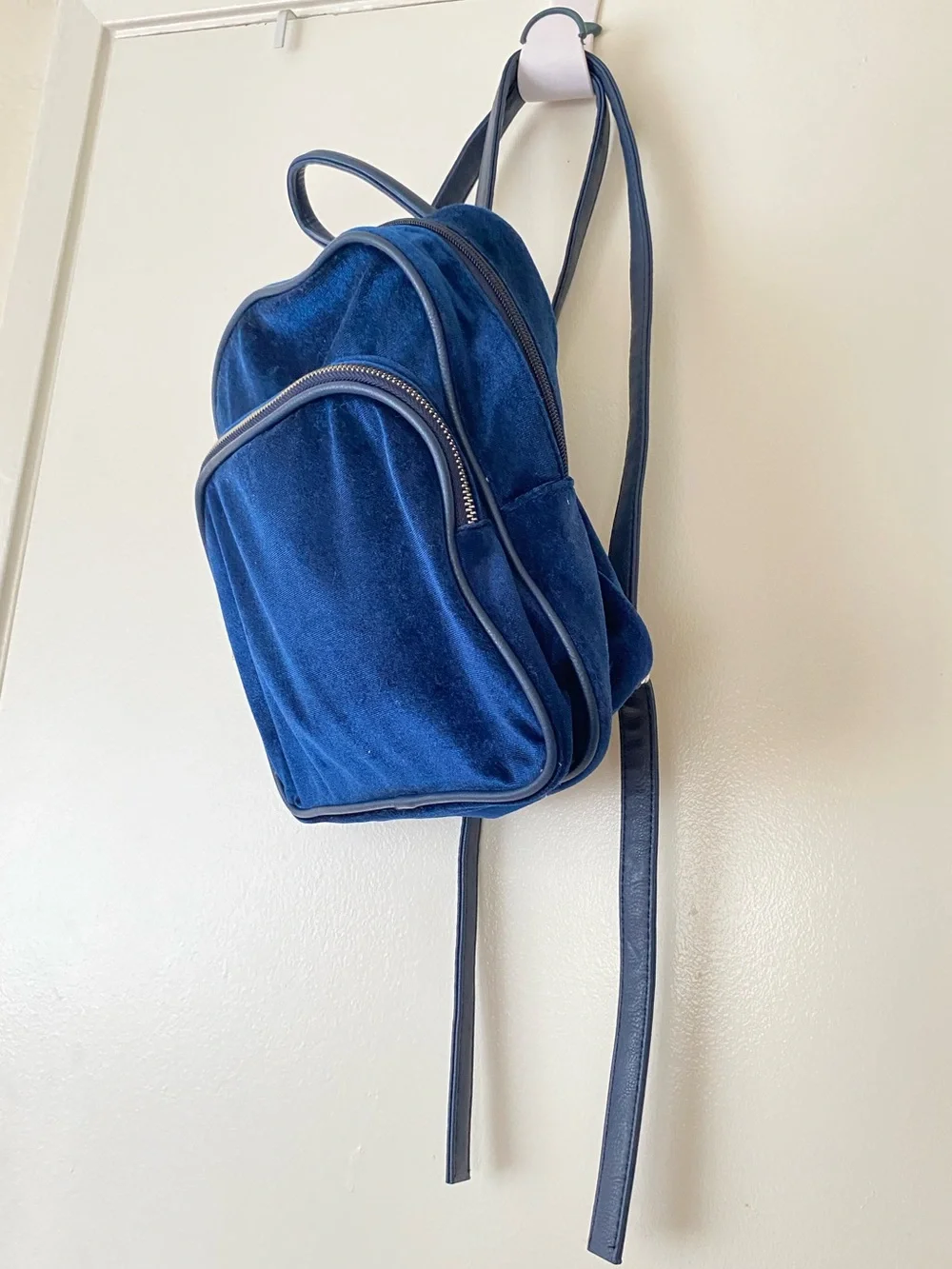 Navy Blue Velvet  Backpack